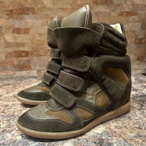 Isabel Marant Bekett Leather & Suede High Top Platform Wedge Sneaker Sz 40 US 10